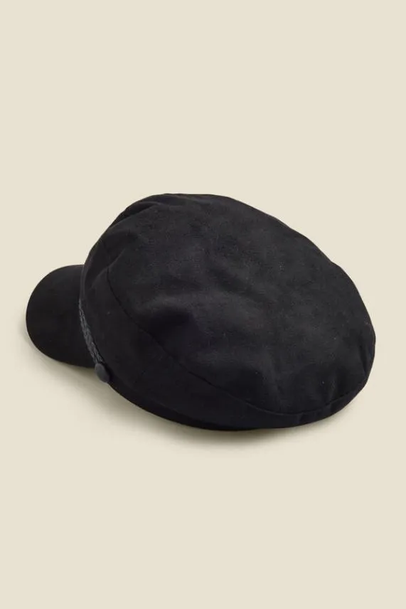 Sosandar Annie Black Baker Boy Hat Black Women Hats Scarves and Gloves