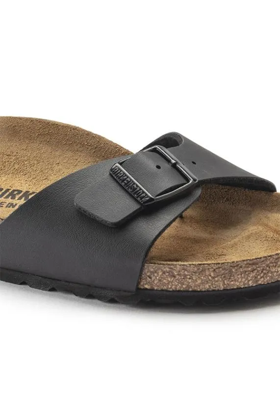 Sosandar Birkenstock Madrid Black Small Buckle Sandals Black Women Sandals and Flip Flops