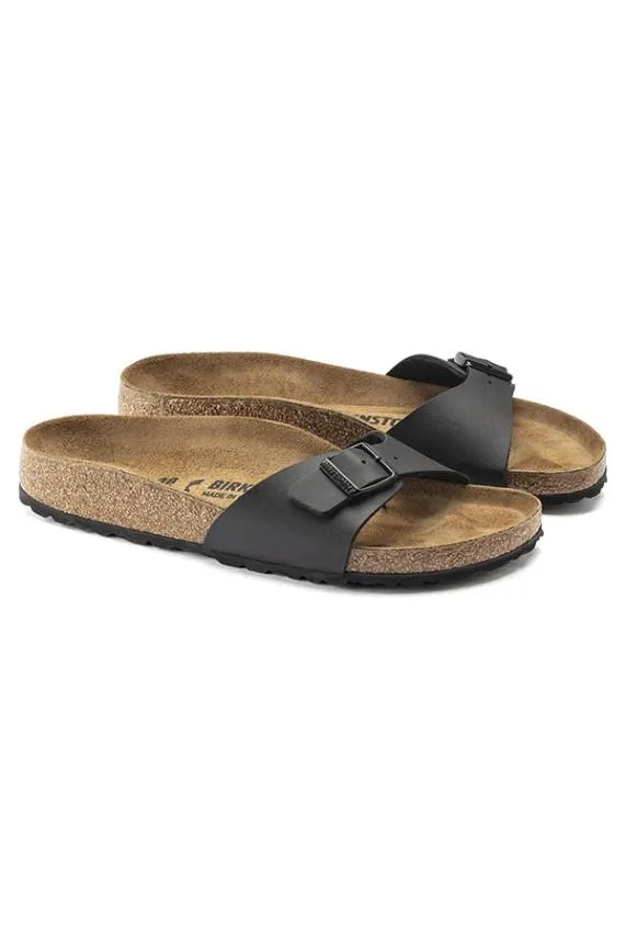 Sosandar Birkenstock Madrid Black Small Buckle Sandals Black Women Sandals and Flip Flops