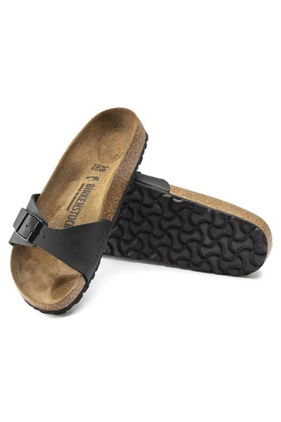 Sosandar Birkenstock Madrid Black Small Buckle Sandals Black Women Sandals and Flip Flops