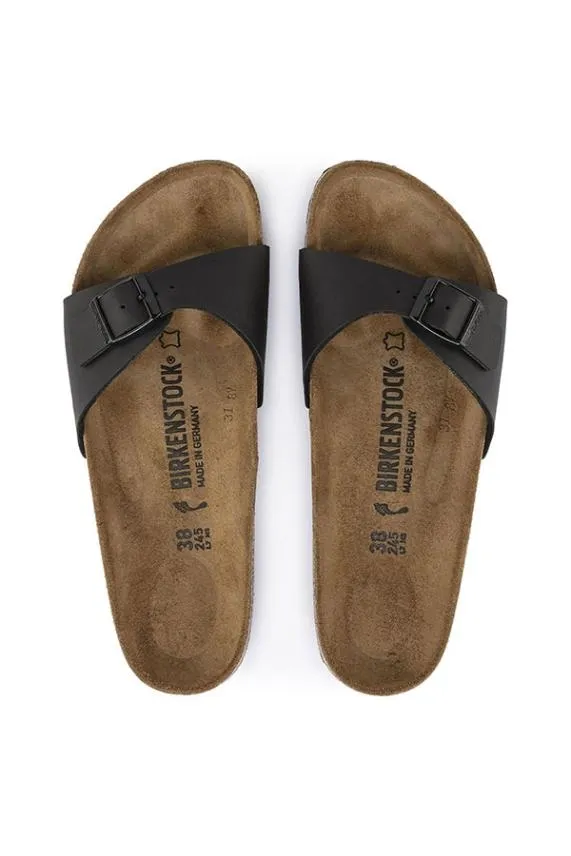 Sosandar Birkenstock Madrid Black Small Buckle Sandals Black Women Sandals and Flip Flops