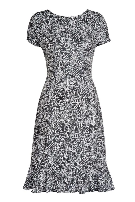 Sosandar Black and White Animal Print Shift Dress Black White Women Dresses