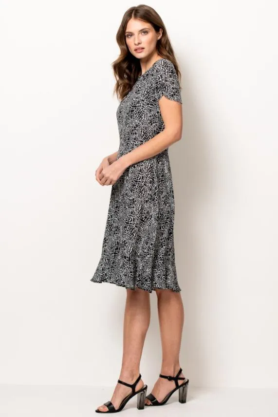 Sosandar Black and White Animal Print Shift Dress Black White Women Dresses