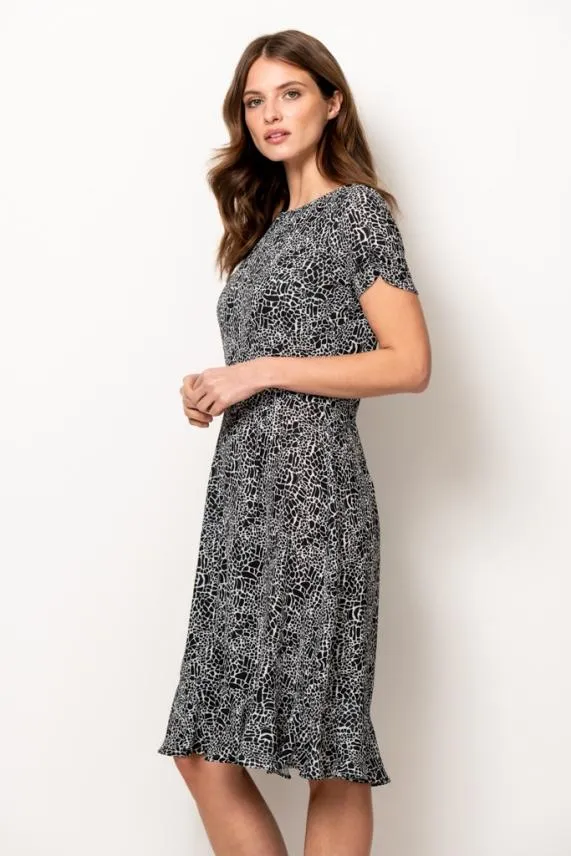 Sosandar Black and White Animal Print Shift Dress Black White Women Dresses