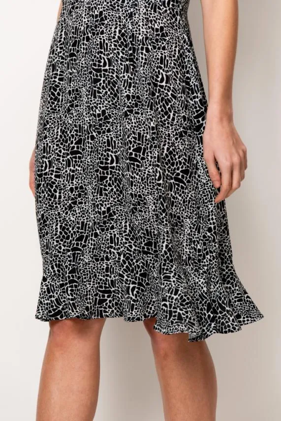 Sosandar Black and White Animal Print Shift Dress Black White Women Dresses