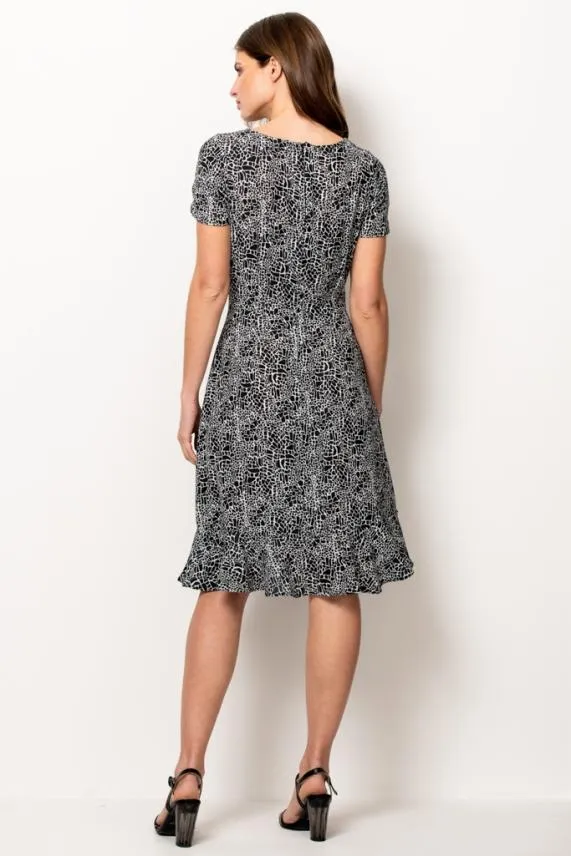 Sosandar Black and White Animal Print Shift Dress Black White Women Dresses