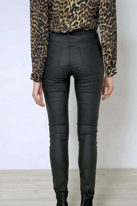 Sosandar Black Coated Perfect Skinny Jeans Black Women Jeans and Jeggings