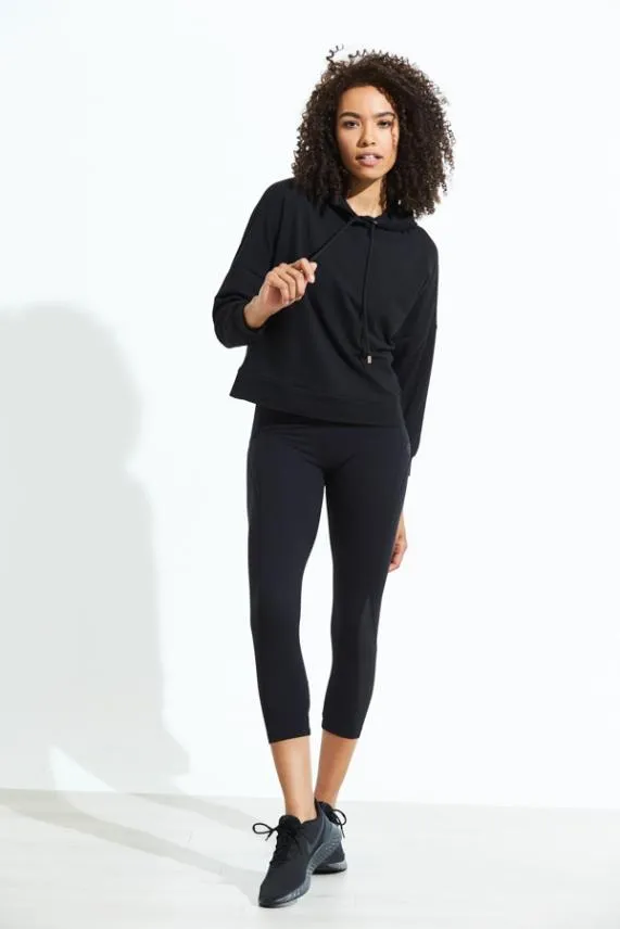 Sosandar Black High Waisted Mesh Detail Cropped Activewear Leggings Black Women Leisurewear