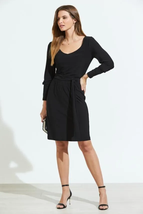 Sosandar Black Jersey Tie Waist Long Sleeve Dress Black Women Dresses