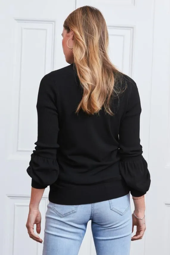 Sosandar Black Knitted Zip Front Cardigan Black Women Knitwear