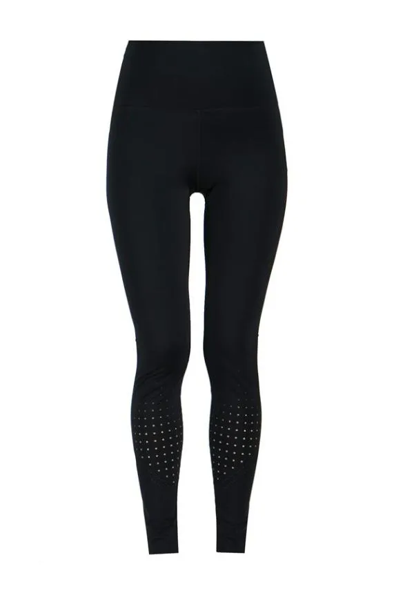 Sosandar Black Lasercut High Waisted Body Sculpting Activewear Leggings Black Women Activewear