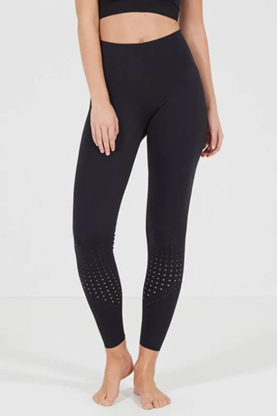 Sosandar Black Lasercut High Waisted Body Sculpting Activewear Leggings Black Women Activewear