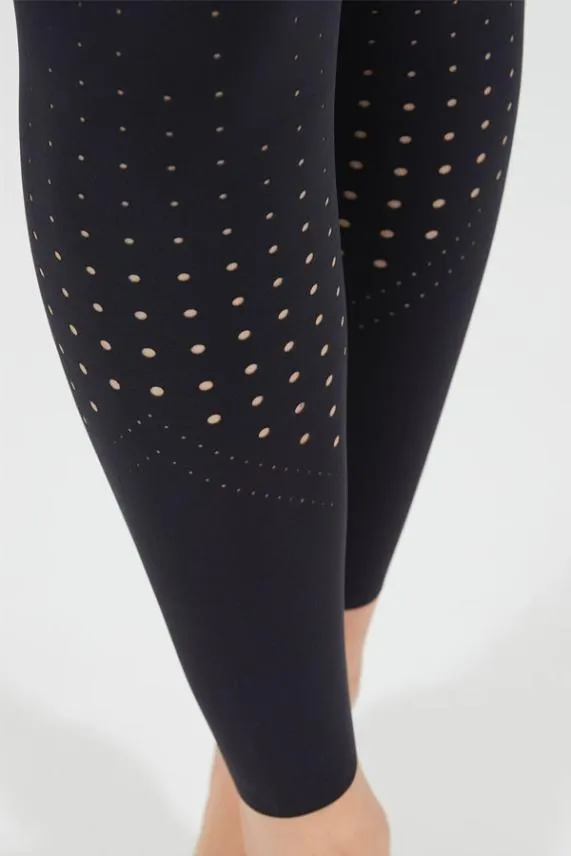 Sosandar Black Lasercut High Waisted Body Sculpting Activewear Leggings Black Women Activewear
