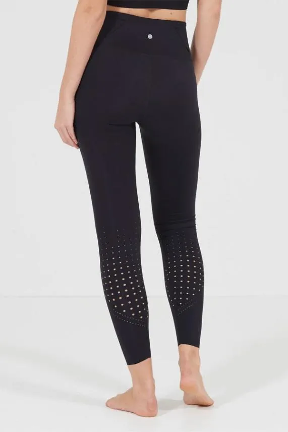 Sosandar Black Lasercut High Waisted Body Sculpting Activewear Leggings Black Women Activewear