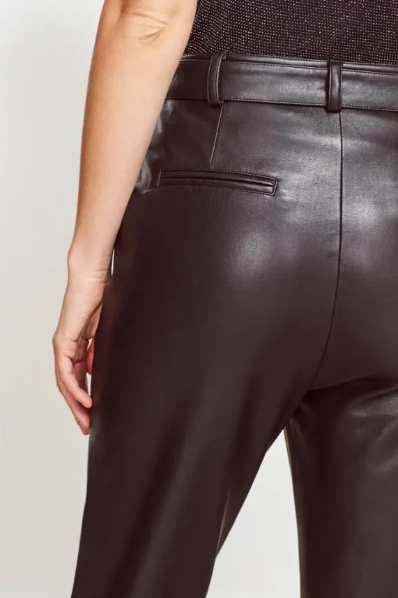 Sosandar Black Leather Look D Ring Belted Trousers Black Women Trousers and Leggings