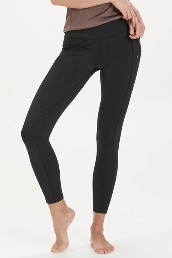 Sosandar Black Leopard Print Sculpting Activewear Leggings With Side Pocket Black Women Activewear