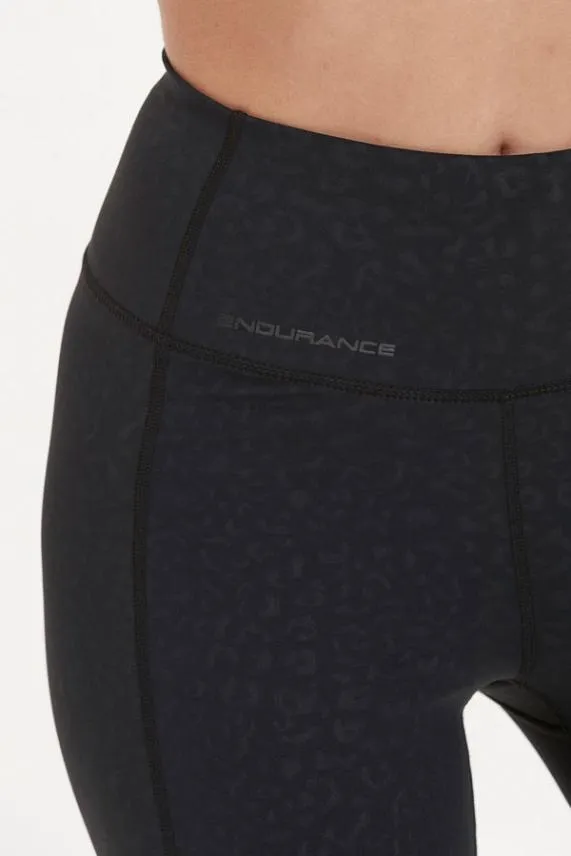 Sosandar Black Leopard Print Sculpting Activewear Leggings With Side Pocket Black Women Activewear