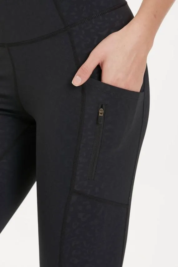 Sosandar Black Leopard Print Sculpting Activewear Leggings With Side Pocket Black Women Activewear