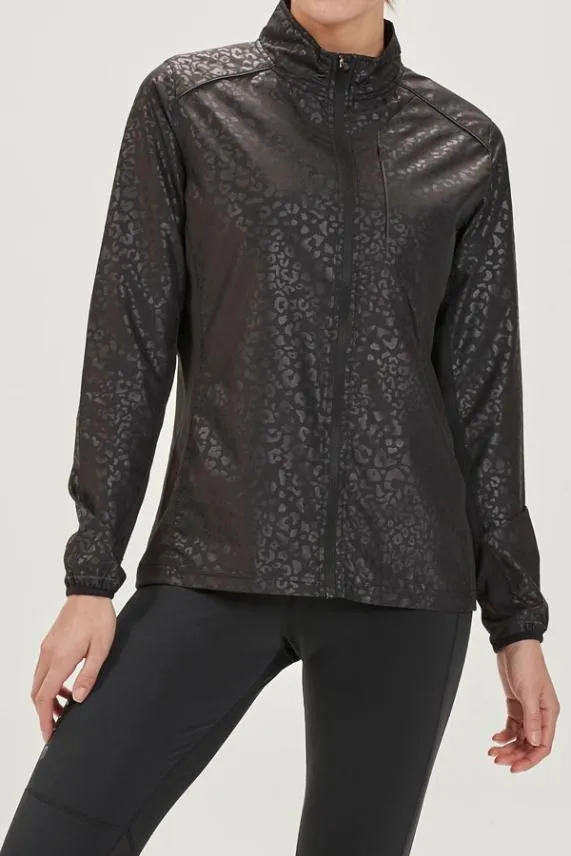 Sosandar Black Leopard Print Side Panel Activewear Jacket Black Women Activewear