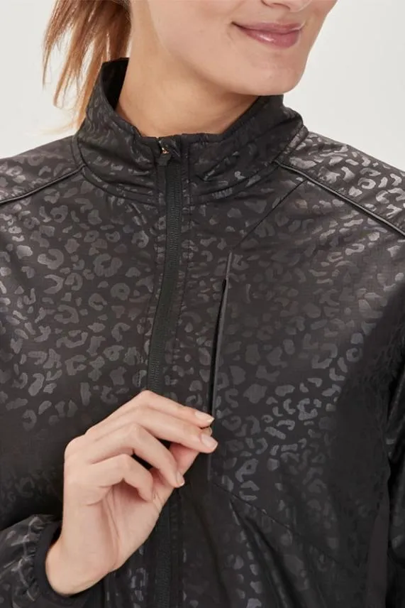 Sosandar Black Leopard Print Side Panel Activewear Jacket Black Women Activewear