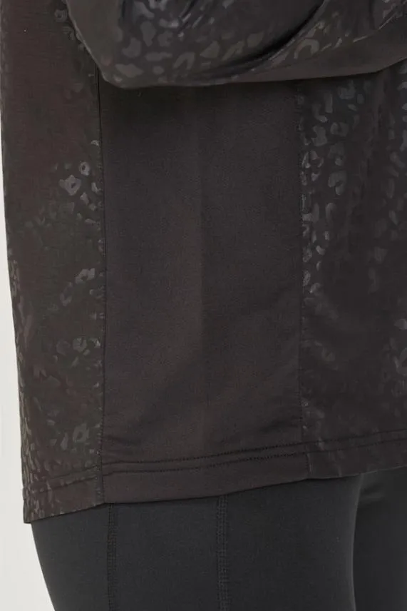 Sosandar Black Leopard Print Side Panel Activewear Jacket Black Women Activewear