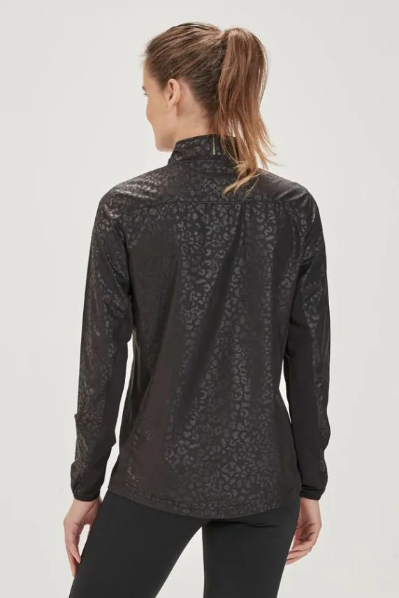Sosandar Black Leopard Print Side Panel Activewear Jacket Black Women Activewear