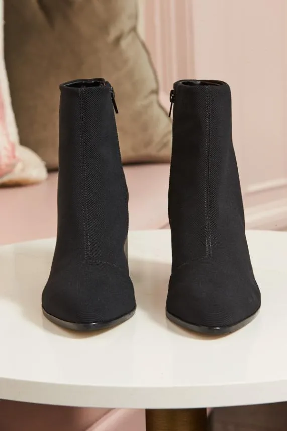 Sosandar Black Metallic Heel Sock Boot Black Women Boots