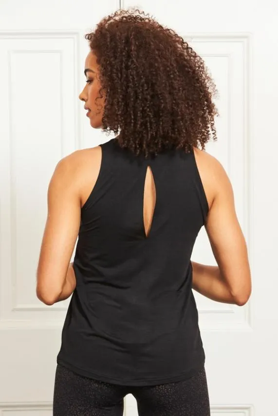 Sosandar Black Open Back Detail Activewear Top Black Women Activewear