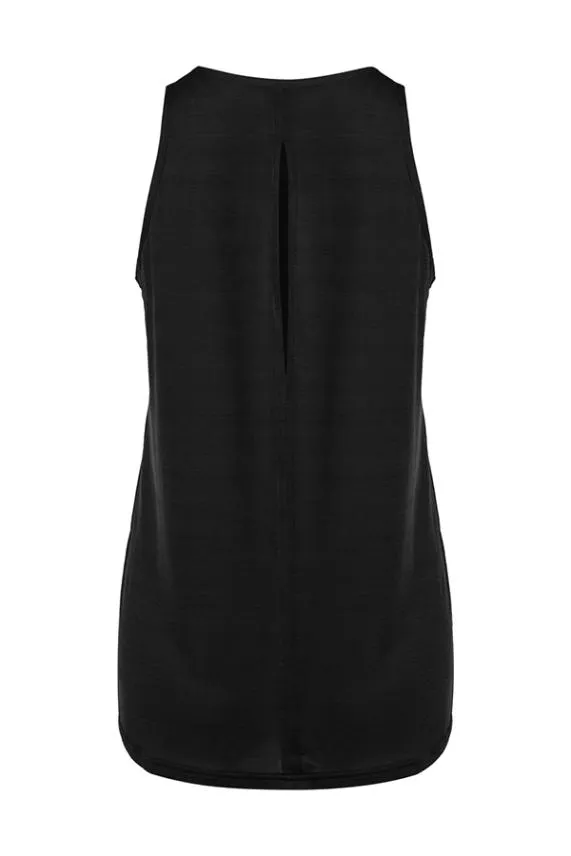 Sosandar Black Open Back Detail Activewear Top Black Women Activewear
