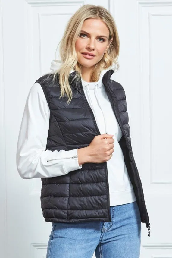Sosandar Black Padded Gilet With Pockets Black Women Activewear