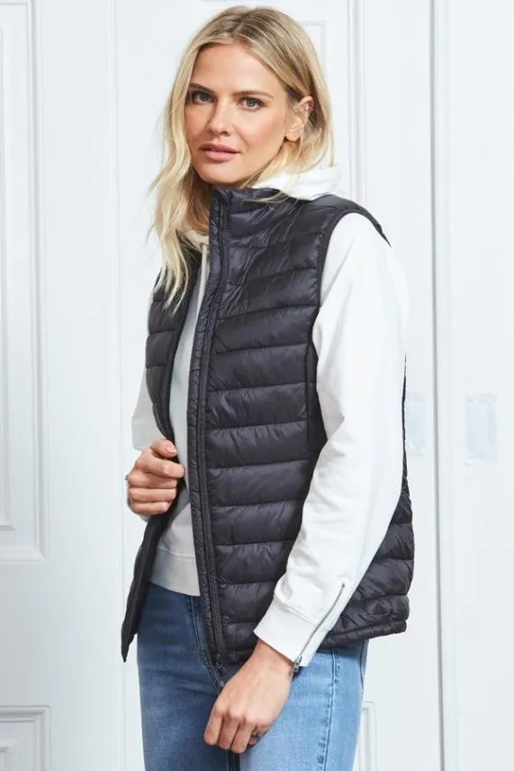 Sosandar Black Padded Gilet With Pockets Black Women Activewear