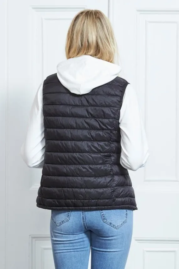 Sosandar Black Padded Gilet With Pockets Black Women Activewear