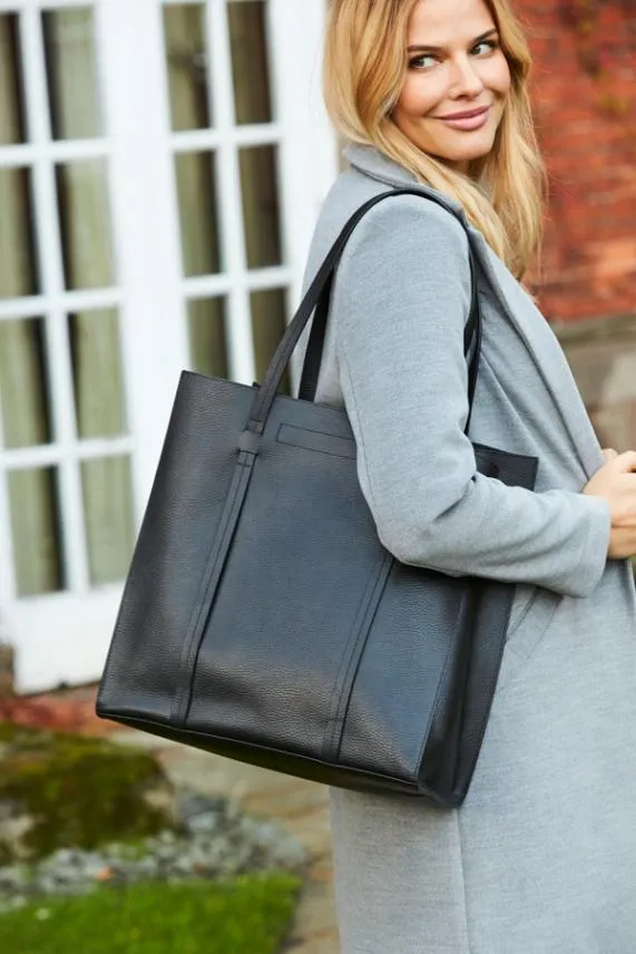 Sosandar Black Premium Leather Tote Bag Black Women Bags and Belts