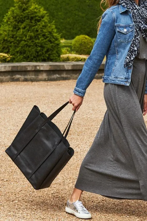Sosandar Black Premium Leather Tote Bag Black Women Bags and Belts