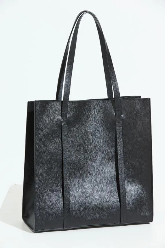 Sosandar Black Premium Leather Tote Bag Black Women Bags and Belts