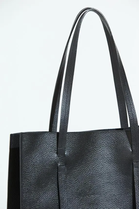 Sosandar Black Premium Leather Tote Bag Black Women Bags and Belts