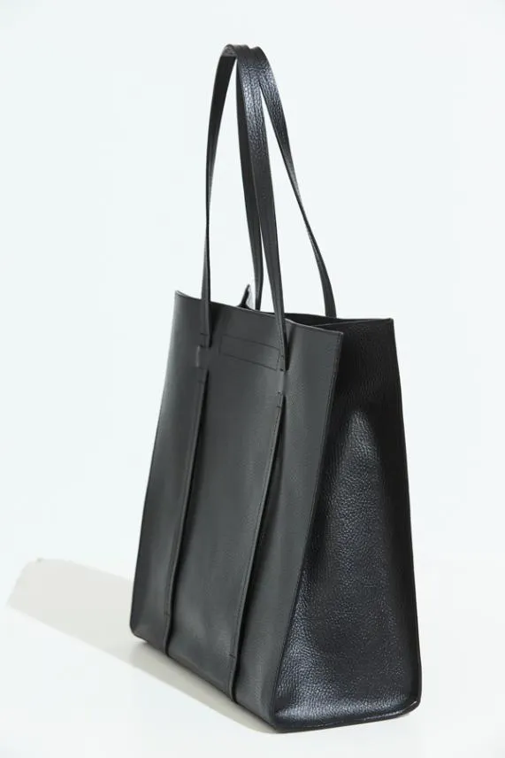 Sosandar Black Premium Leather Tote Bag Black Women Bags and Belts
