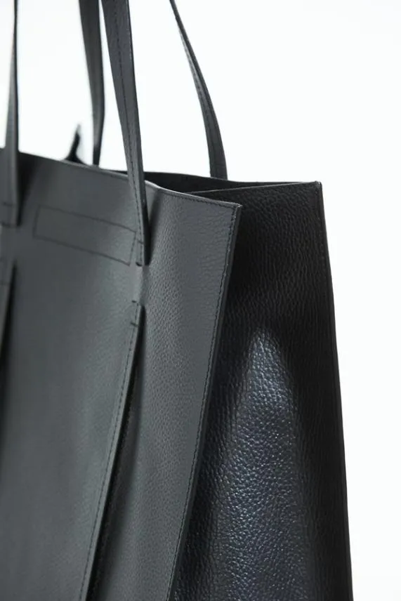 Sosandar Black Premium Leather Tote Bag Black Women Bags and Belts