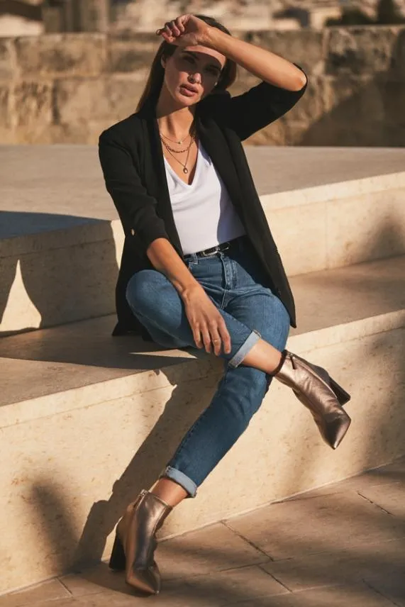 Sosandar Black Relaxed Fit Blazer Black Women Jackets and Coats