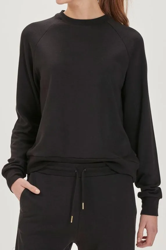 Sosandar Black Round Neck ChillOut Sweatshirt Black Women Loungewear