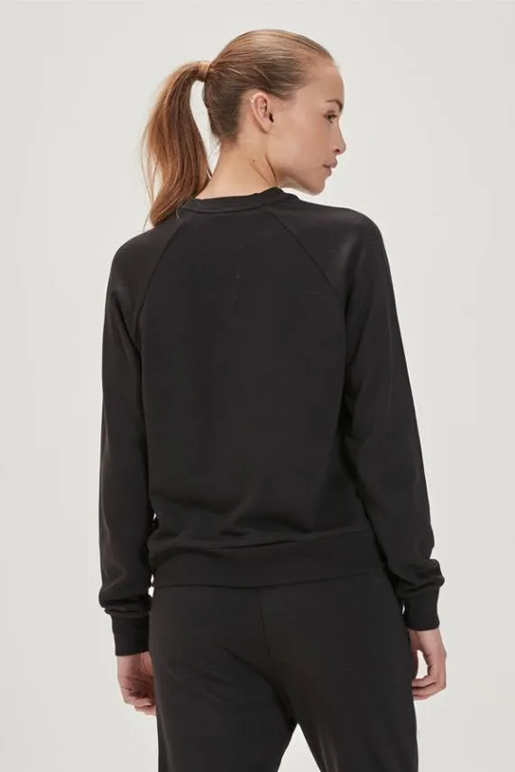 Sosandar Black Round Neck ChillOut Sweatshirt Black Women Loungewear