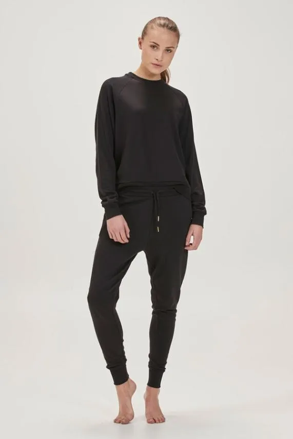 Sosandar Black Round Neck ChillOut Sweatshirt Black Women Loungewear