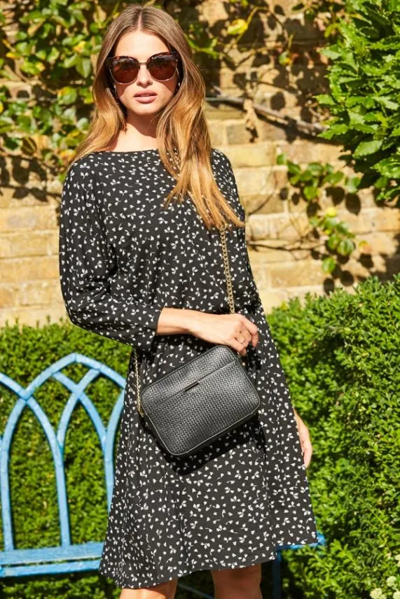 Sosandar Black Woven Faux Leather Shoulder Bag Black Women Bags and Belts
