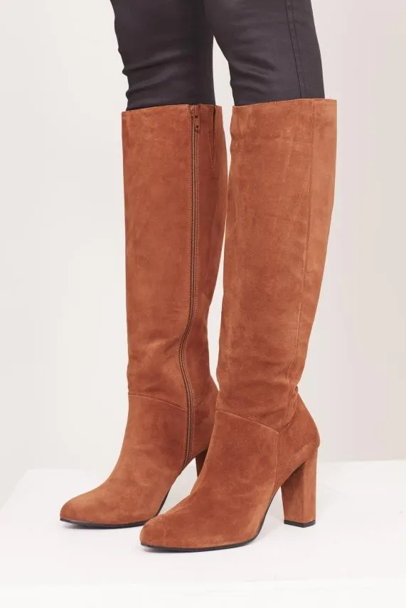 Sosandar Blake Tan Suede Zip Knee High Boot Blake Tan Women Boots