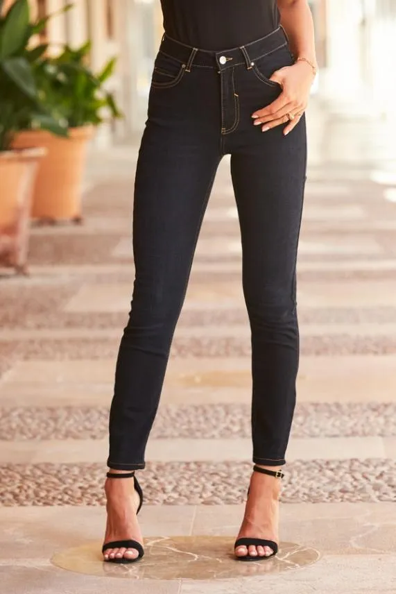 Sosandar Blue Black Perfect Skinny Jeans Black Women Jeans and Jeggings