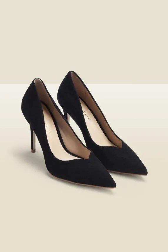 Sosandar Celine Black Suede Sweetheart High Court Shoes Black Women Heels