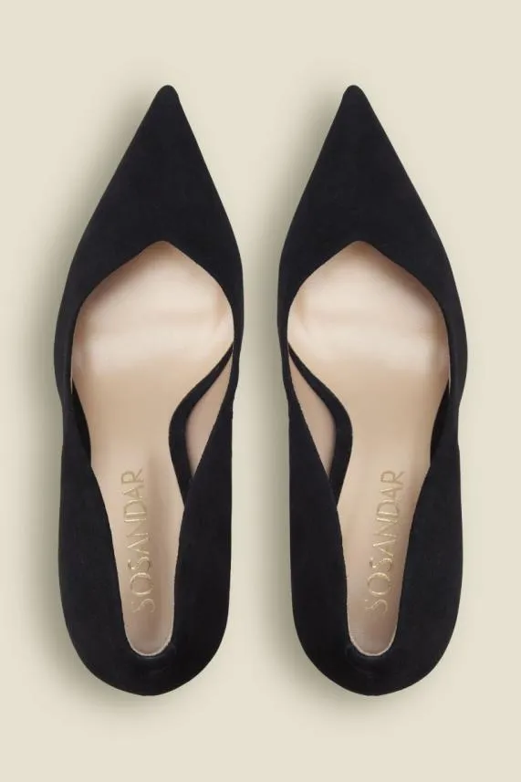 Sosandar Celine Black Suede Sweetheart High Court Shoes Black Women Heels