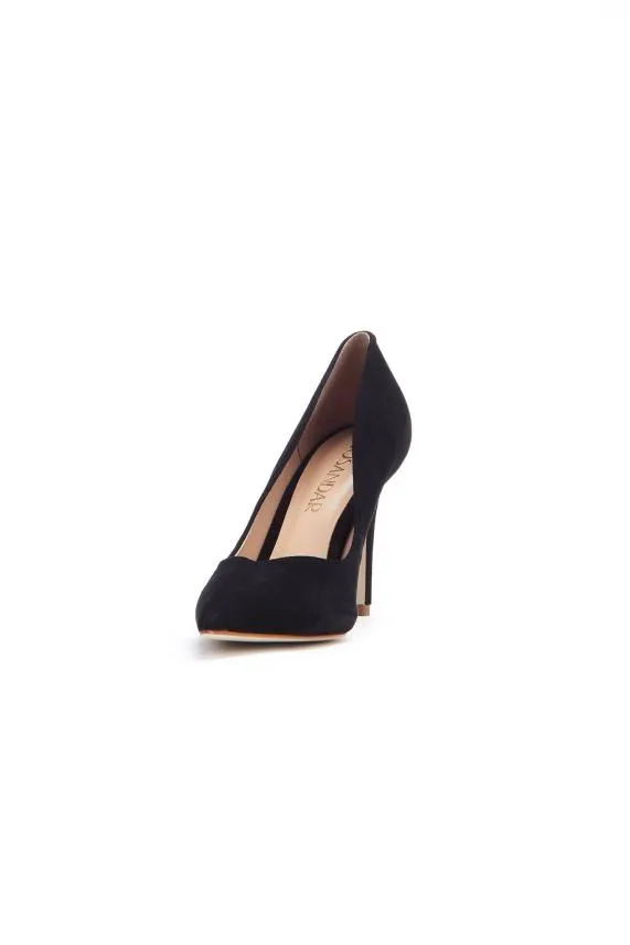 Sosandar Celine Black Suede Sweetheart High Court Shoes Black Women Heels