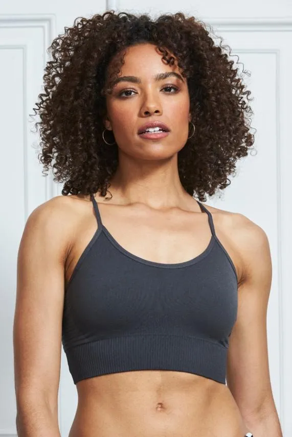 Sosandar Charcoal Grey Essential Seamless Racerback Sports Bra Charcoal Grey Women Activewear Sosandar Charcoal Grey Essential Seamless Racerback Sports Bra Charcoal Grey Women Activewear