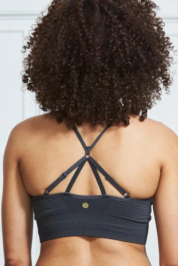 Sosandar Charcoal Grey Essential Seamless Racerback Sports Bra Charcoal Grey Women Activewear